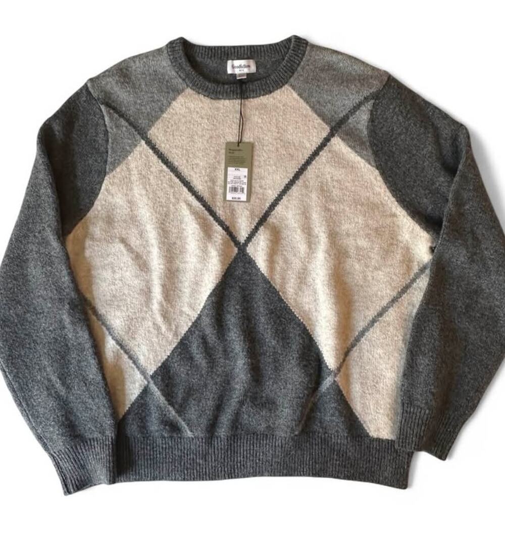 NWT Mens Goodfellow & Co Men's XXL Argyle Crewneck Sweater